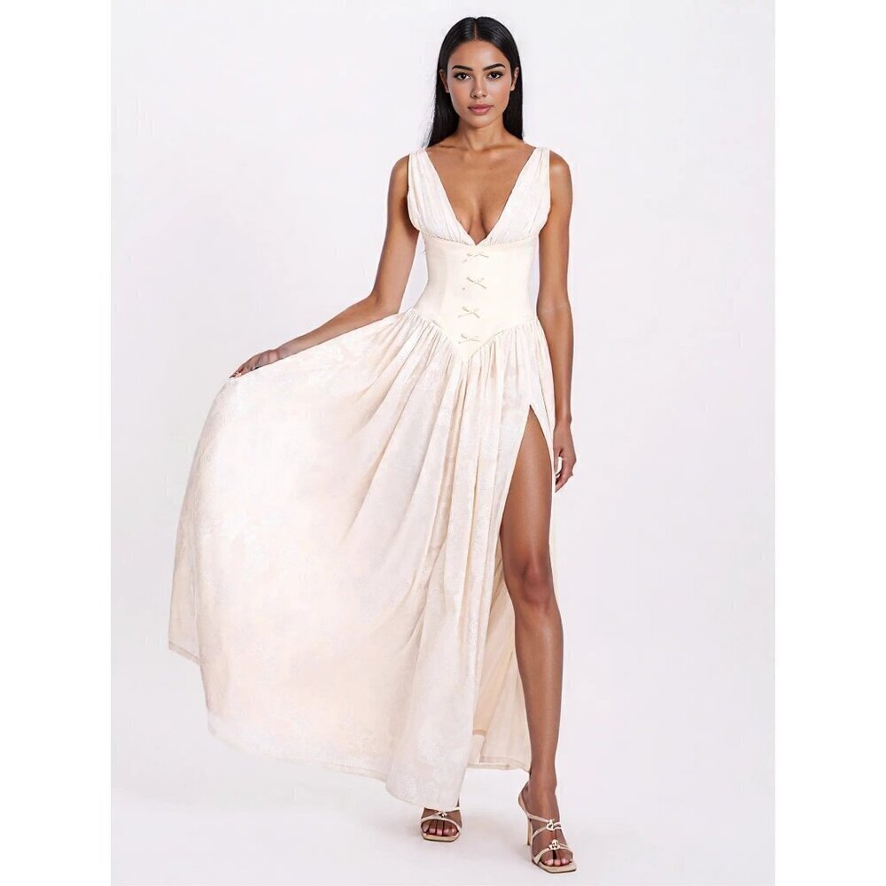 Sabrina Butter Yellow High Slit Maxi Dress